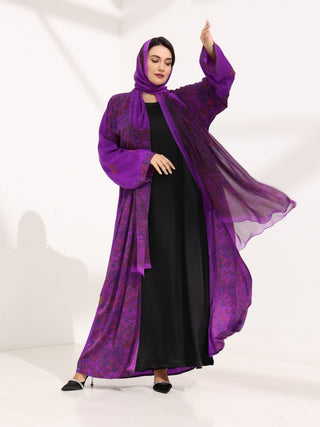 Kashmir Bloom Abaya – Amethyst Jaal Edition