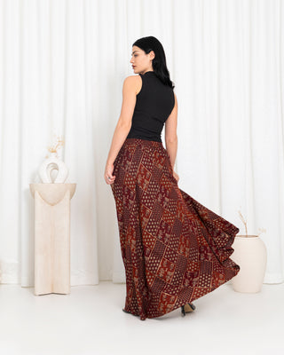 Maroon Floral Check Skirts