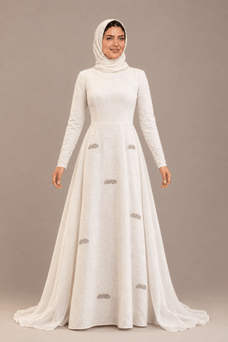 Aaina Hand-Embroidered Linen Dress - fashion by shehna