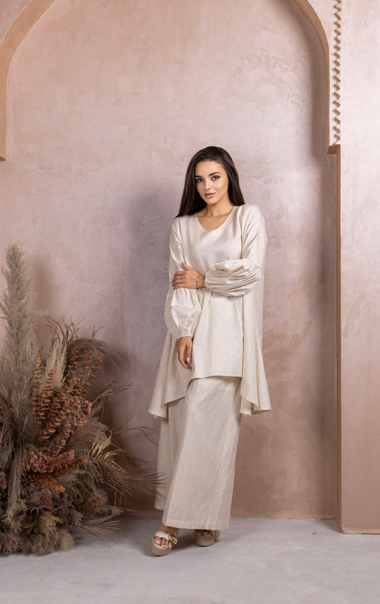 Beige Linen Co - ord Set - fashion by shehna