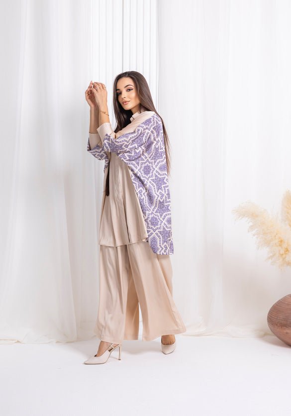 Beige Silk Co - ord Set - fashion by shehna