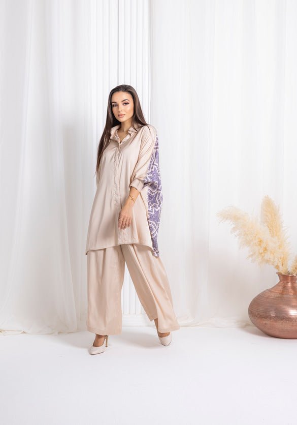 Beige Silk Co - ord Set - fashion by shehna