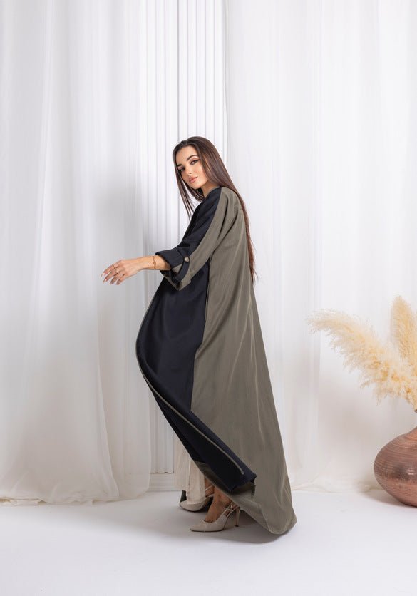 Black Green Abaya - fashion by shehna