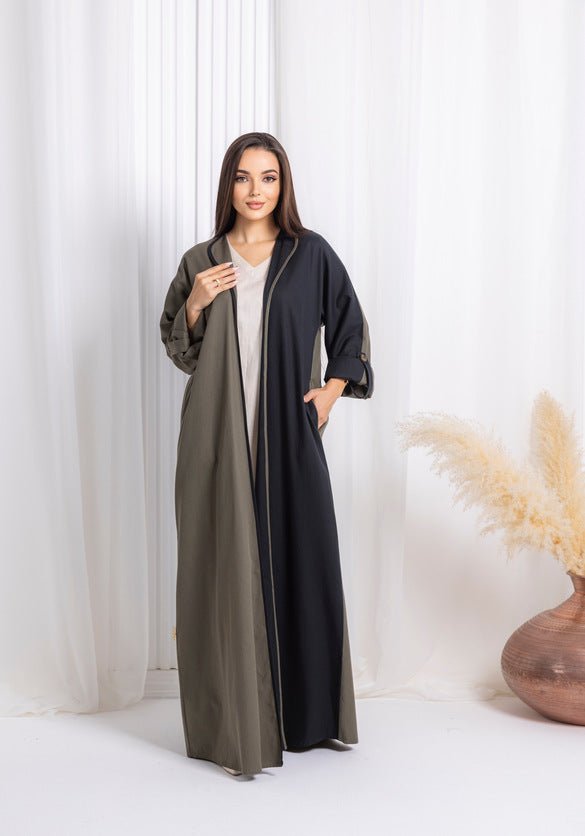 Black Green Abaya - fashion by shehna