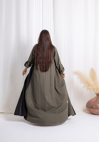 Black Green Abaya - fashion by shehna