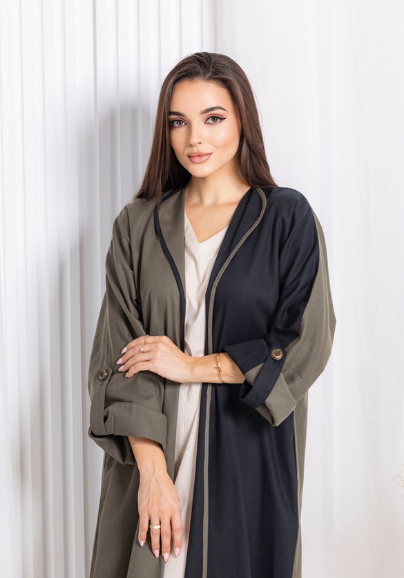 Black Green Abaya - fashion by shehna