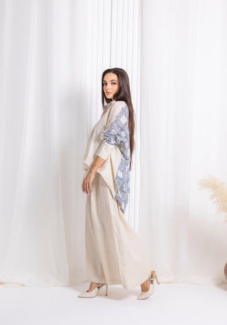 Blue Beige Linen Co - ord Set - fashion by shehna