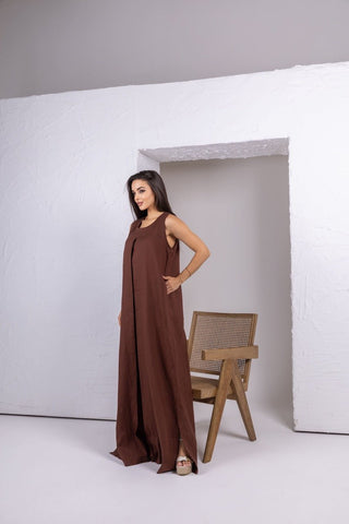 Brown Linen Inner Dress - fashion by shehna