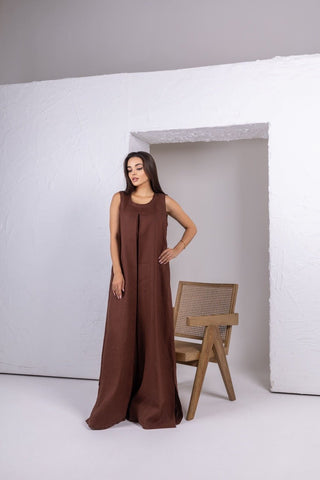 Brown Linen Inner Dress - fashion by shehna