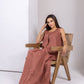 Brown Pink Linen Inner Dress - fashion by shehna