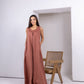 Brown Pink Linen Inner Dress - fashion by shehna