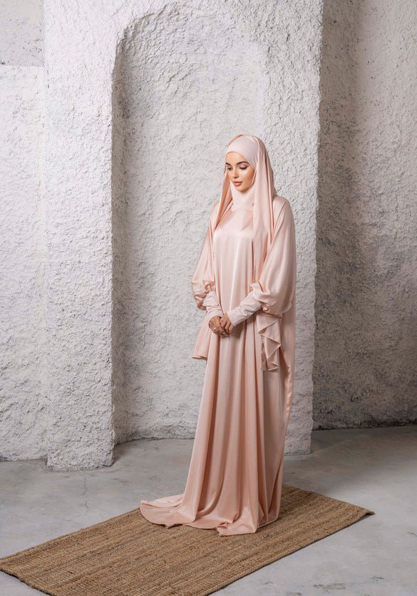 Coral Peach Prayer Abaya - fashion by shehna