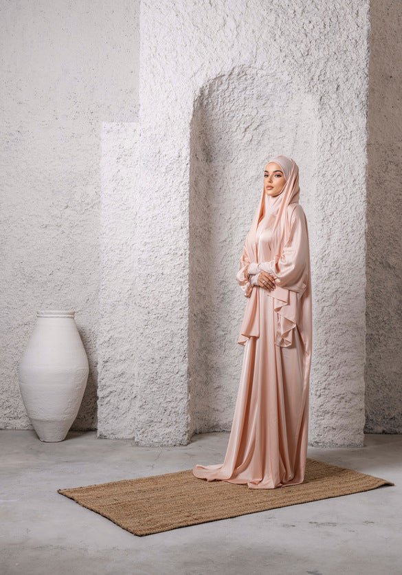 Coral Peach Prayer Abaya - fashion by shehna