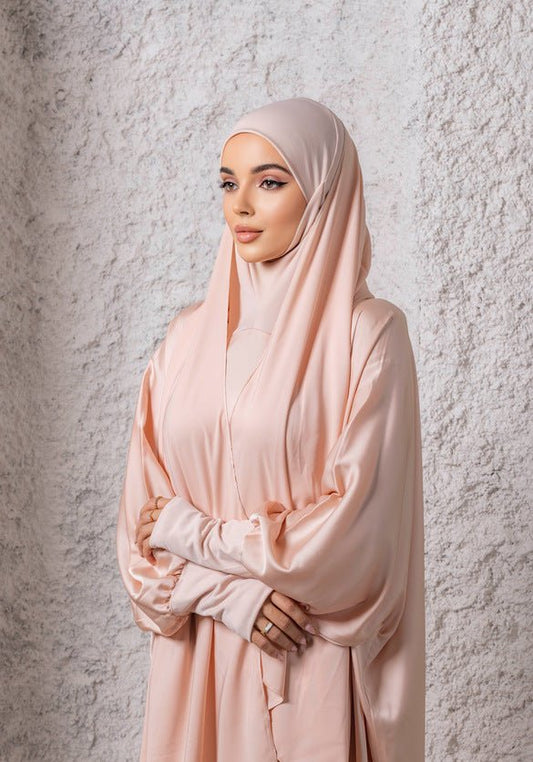 Coral Peach Prayer Abaya - fashion by shehna