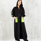 Fluorescent Black Sporty Long Jacket - fashion by shehna