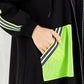 Fluorescent Black Sporty Long Jacket - fashion by shehna