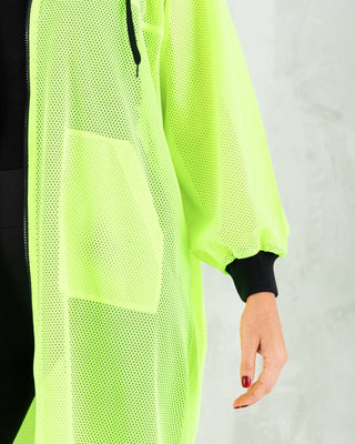 Fluorescent Mesh Yellow Long Jacket - fashion by shehna