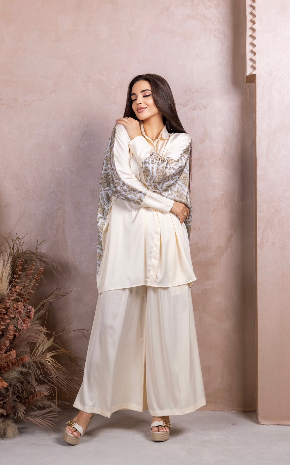 Gold Beige Silk Co - ord Set - fashion by shehna