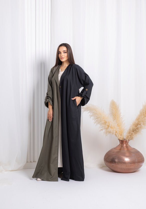 Green Black Abaya - fashion by shehna