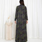 Green Floral Check Jacket Abaya - fashion by shehna