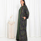 Green Floral Check Kimono Abaya - fashion by shehna