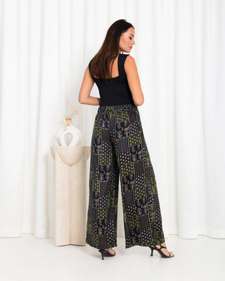 Green Floral Check Pants - fashion by shehna