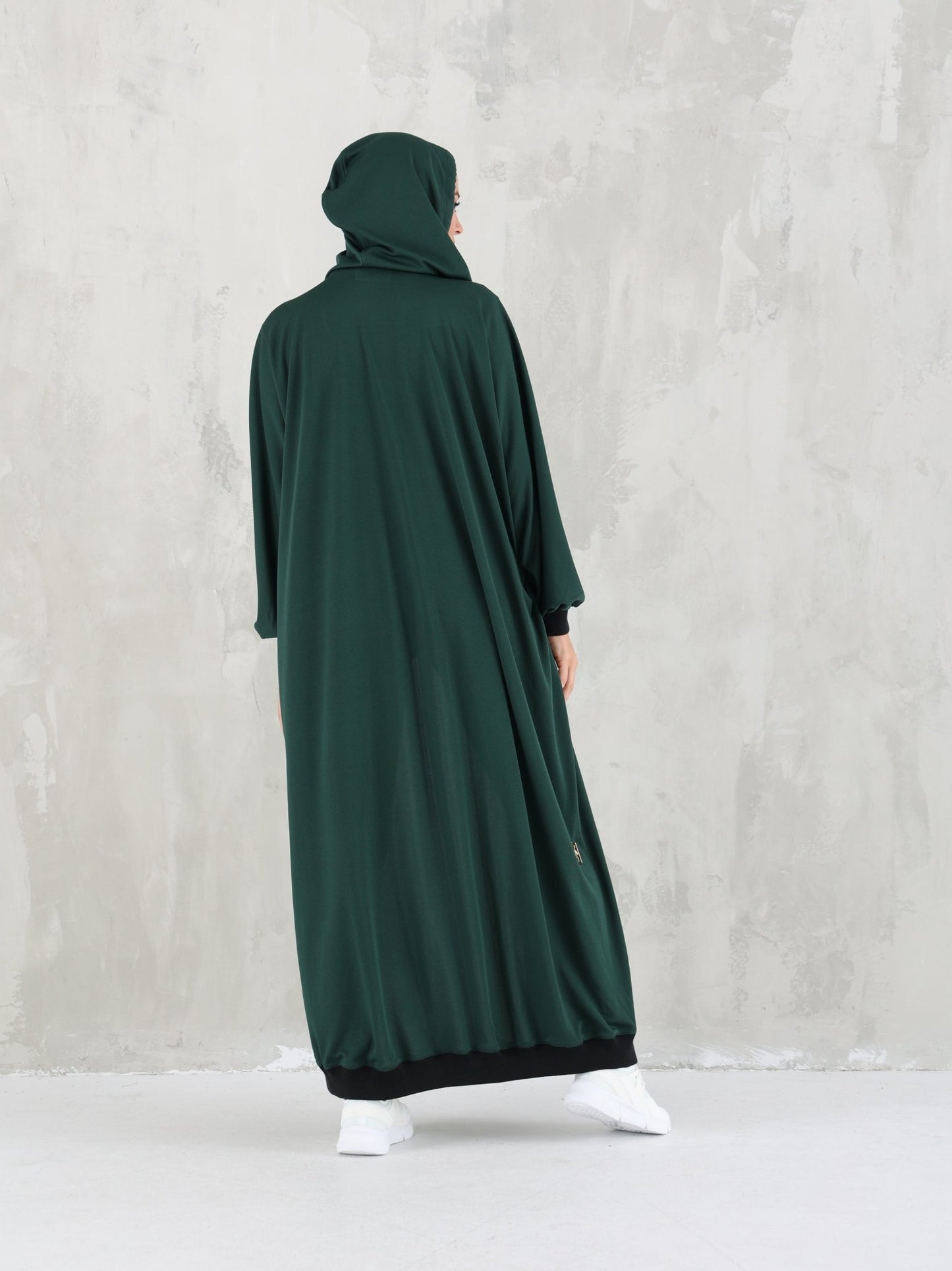 Green Hoodie Long Jacket - fashion by shehna