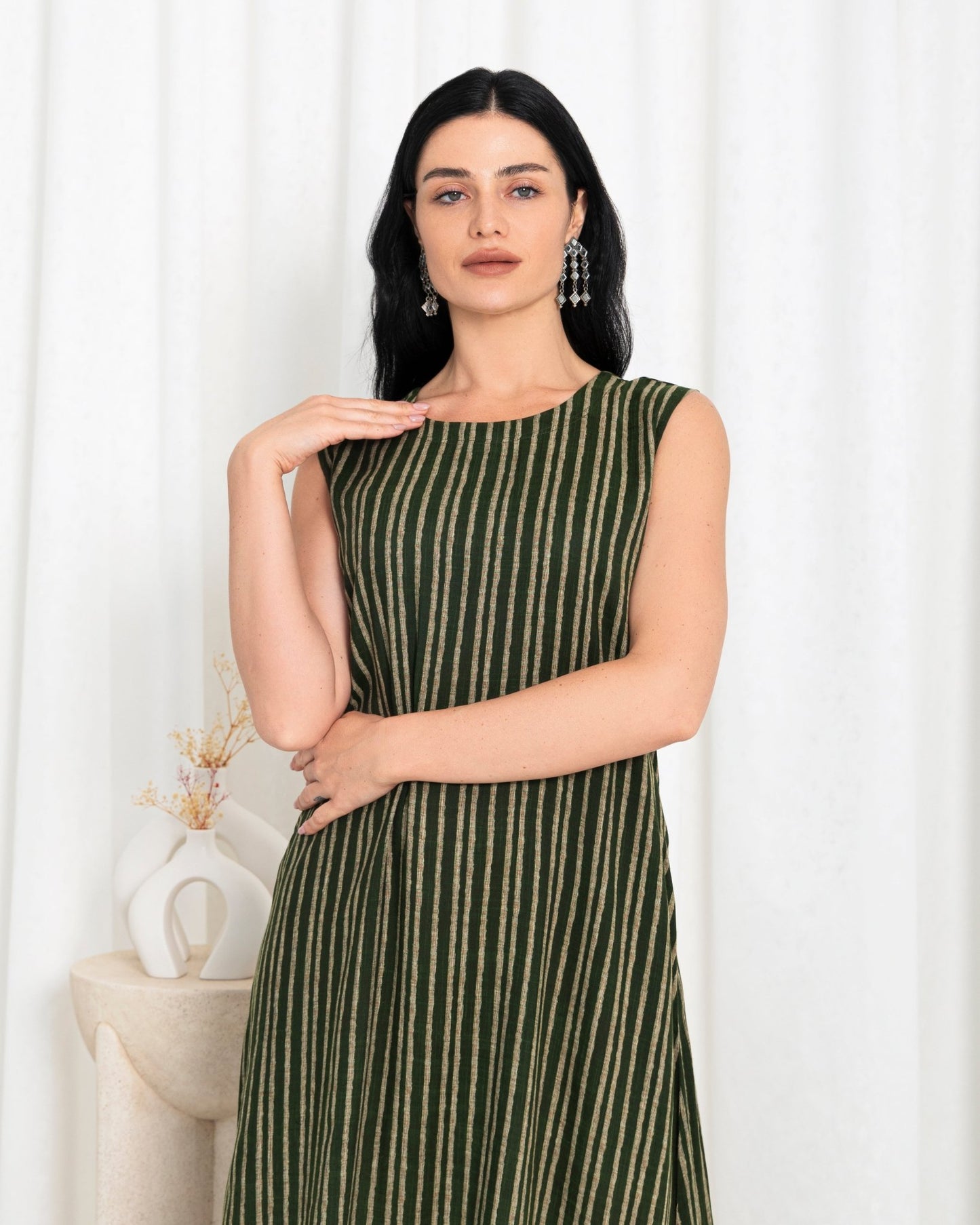 Green Stripe Dress - fashion by shehna