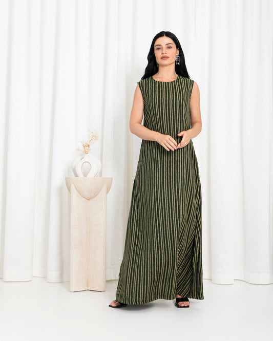 Green Stripe Dress - fashion by shehna