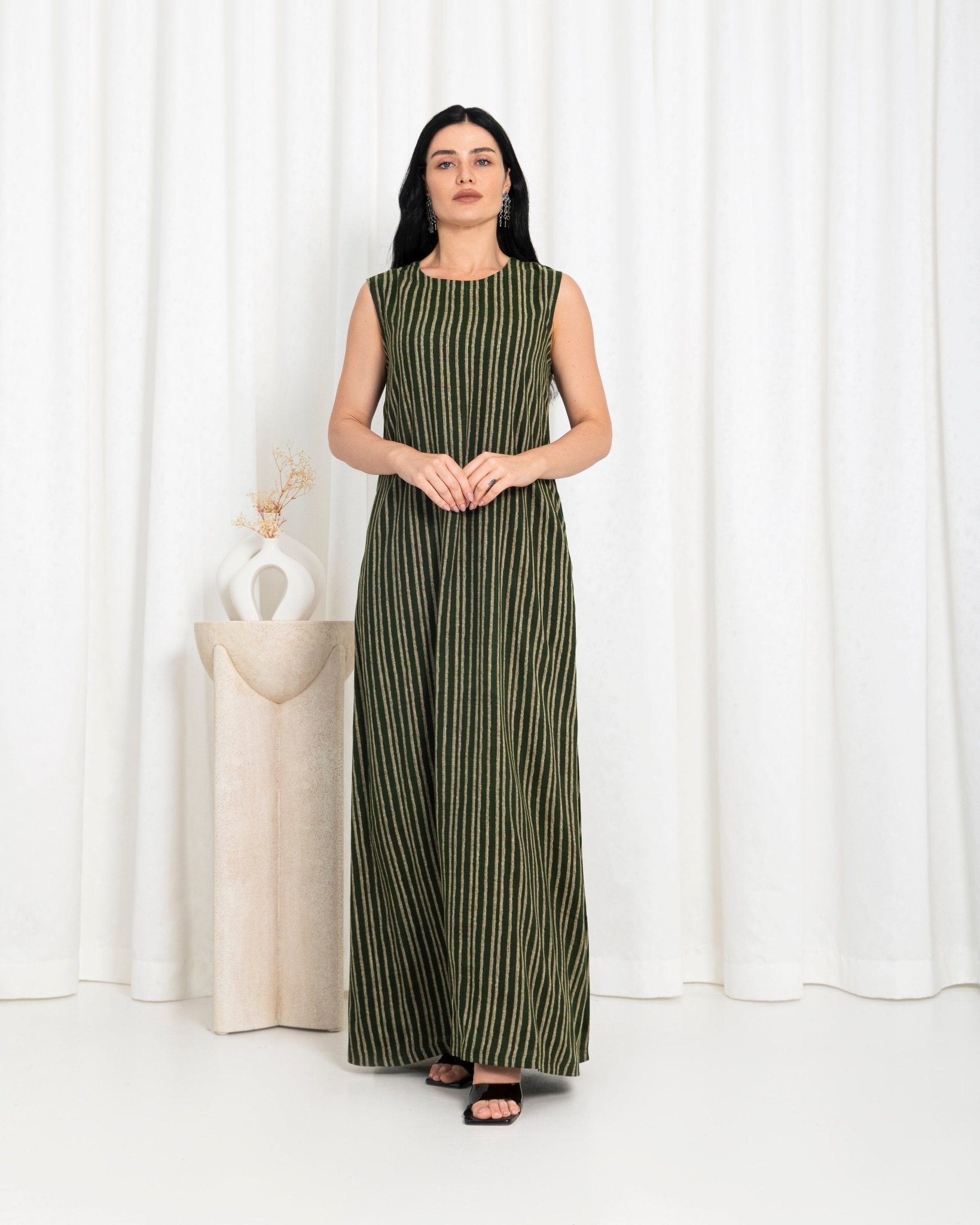 Green Stripe Dress - fashion by shehna