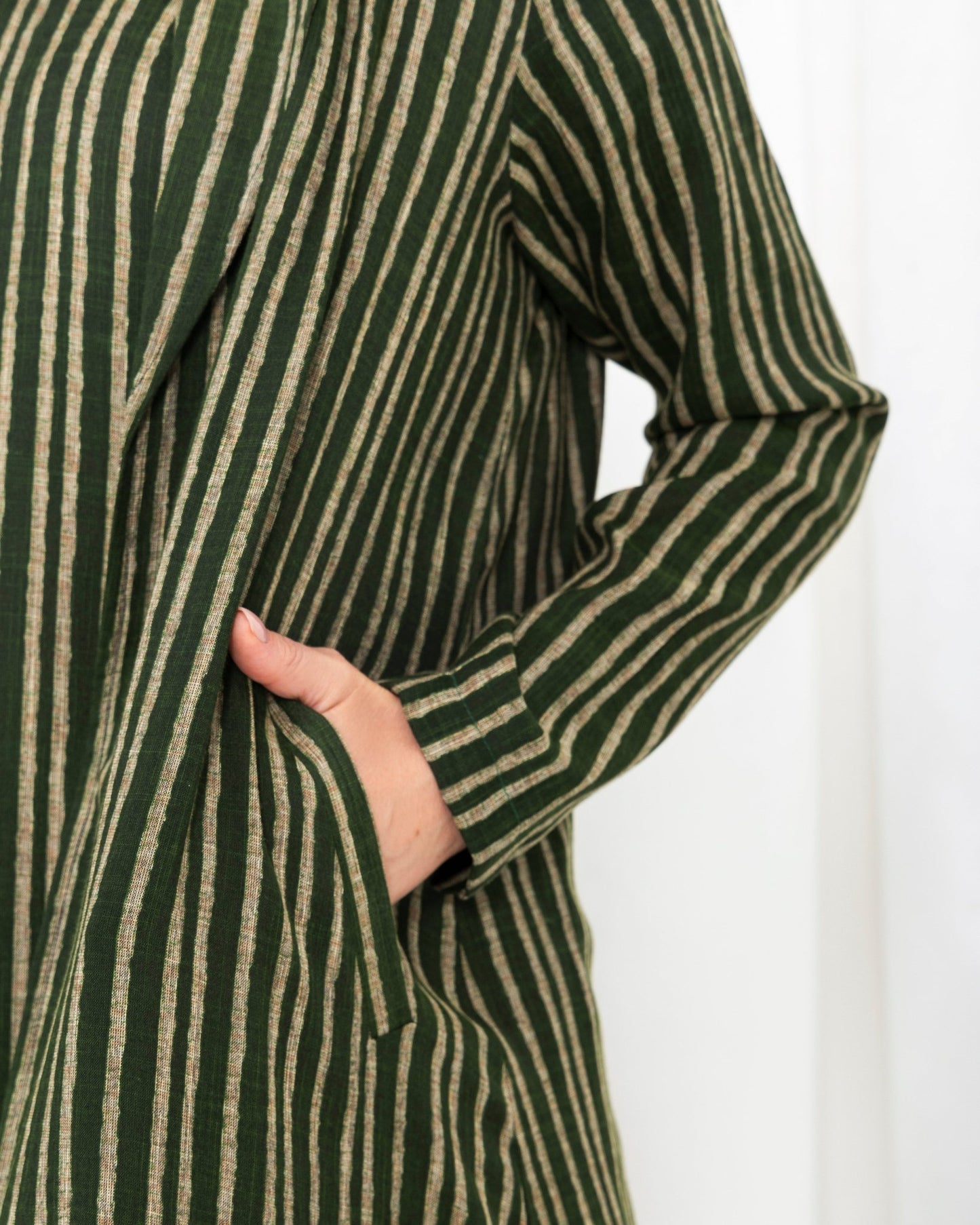 Green Stripe Jacket Abaya - fashion by shehna