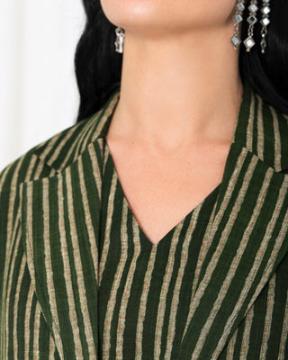 Green Stripe Jacket Abaya - fashion by shehna