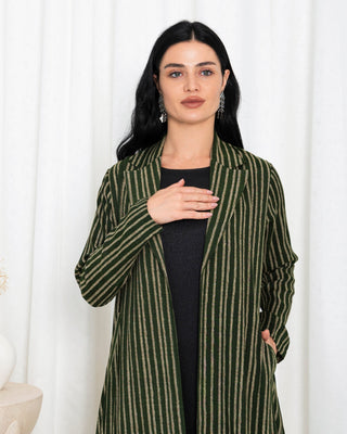 Green Stripe Jacket Abaya - fashion by shehna