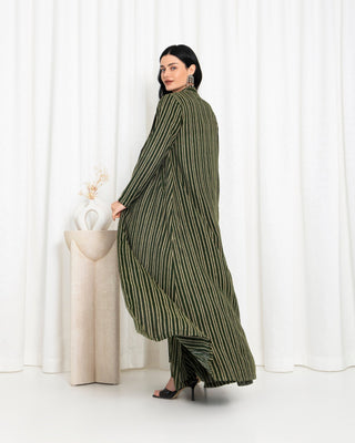 Green Stripe Jacket Abaya - fashion by shehna