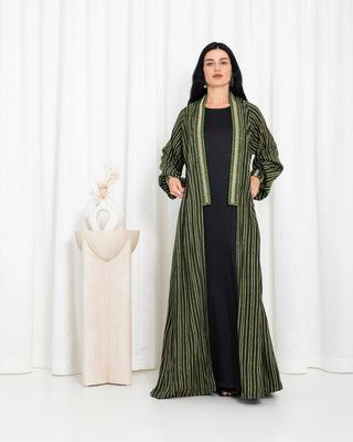 Green Stripe Kimono Abaya - fashion by shehna