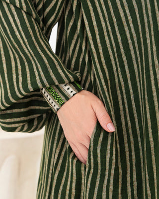 Green Stripe Kimono Abaya - fashion by shehna