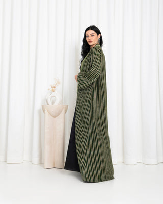 Green Stripe Kimono Abaya - fashion by shehna