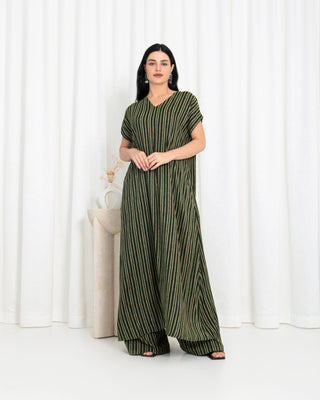 Green Stripe Kimono Dress - fashion by shehna