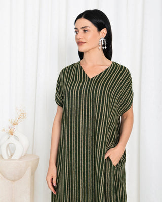 Green Stripe Kimono Dress - fashion by shehna