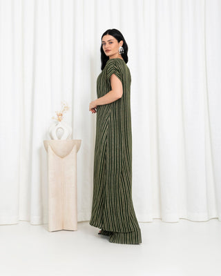 Green Stripe Kimono Dress - fashion by shehna