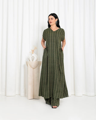 Green Stripe Kimono Dress - fashion by shehna