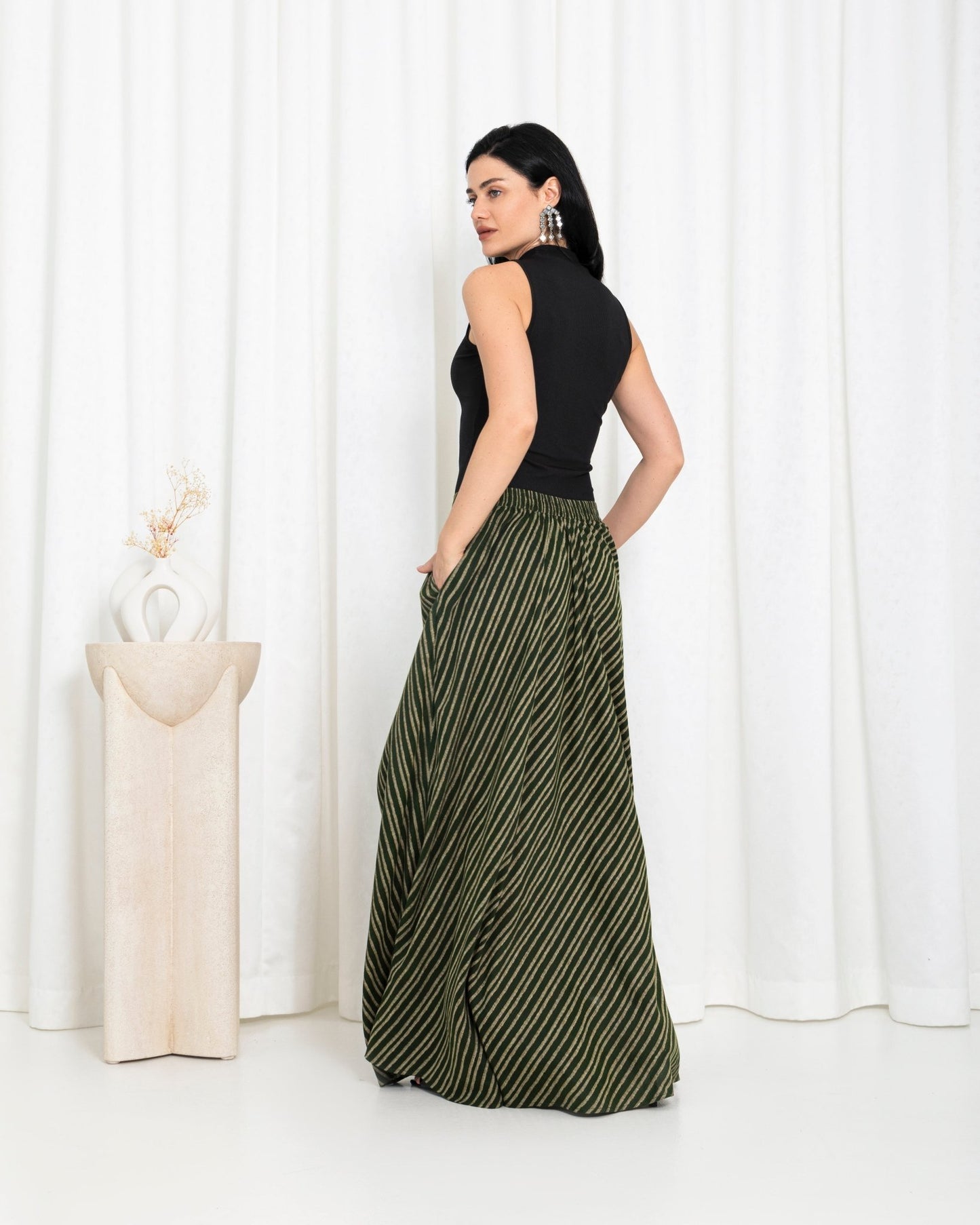 Green Stripe Skirts - fashion by shehna