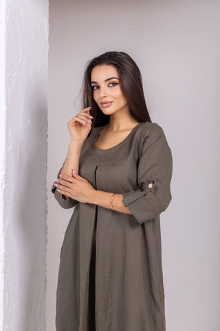 Grey Linen Inner Dress - fashion by shehna