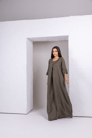 Grey Linen Inner Dress - fashion by shehna