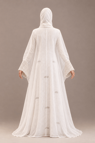 Hala Pearl-Lace Organza Abaya - fashion by shehna