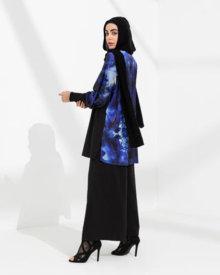 Harmonious Black Blue Linen - Silk Qalb Co - ord set - fashion by shehna