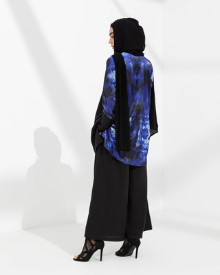 Harmonious Black Blue Linen - Silk Qalb Co - ord set - fashion by shehna