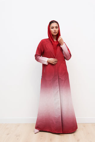 Ishq | Red Ombré Abaya with Silk Floral Back abaya - fashion by shehna