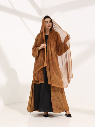 Kashmir Bloom Abaya – Caramel Jaal Edition - fashion by shehna