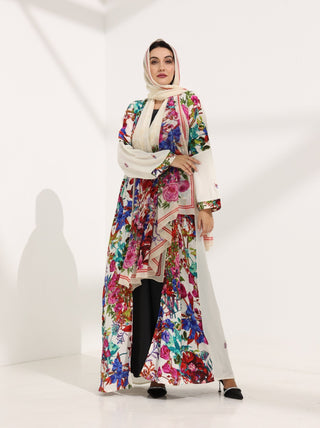 Kashmir Bloom Abaya – Ivory Blossom Edition - fashion by shehna